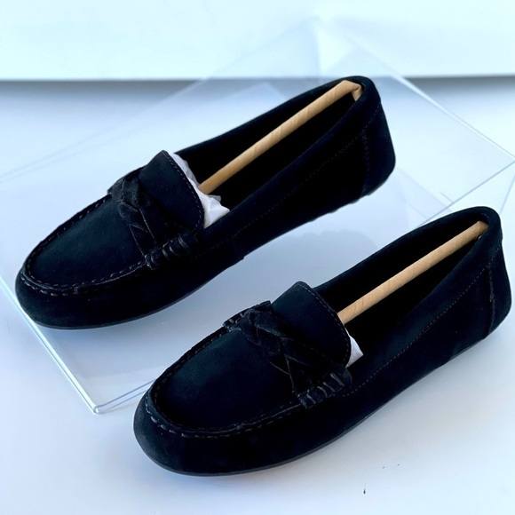 NWT! ($120) Vionic Women's Black Suede Flats Loafer Slip On Comfort Shoes, Sz 5M - Picture 1 of 11